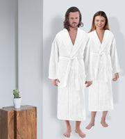 Velour Shawl Collar Luxury Turkish Cotton Bathrobe One Big Size Fits All - Classic Turkish Towels