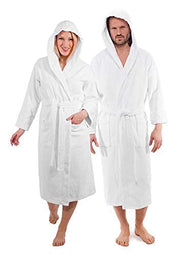Classic Turkish Towels Unisex Premium Cotton Hooded Bathrobe - Luxury Plush Long Terry Cloth Robe