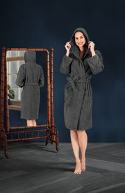NINE WEST - Hooded Terry Robe  - 100% Turkish Cotton - Classic Turkish Towels