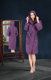 NINE WEST - Hooded Terry Robe  - 100% Turkish Cotton - Classic Turkish Towels