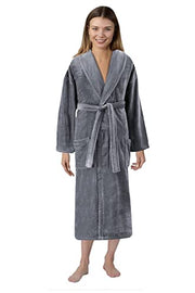 Classic Turkish Towels - Unisex Luxury Plush Velour Premium Cotton Bathrobe - Ultra Soft And Absorbent Long Robe - Classic Turkish Towels