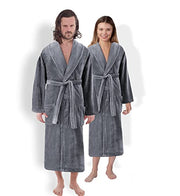 Classic Turkish Towels - Unisex Luxury Plush Velour Premium Cotton Bathrobe - Ultra Soft And Absorbent Long Robe - Classic Turkish Towels