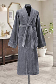 Classic Turkish Towels - Unisex Luxury Plush Velour Premium Cotton Bathrobe - Ultra Soft And Absorbent Long Robe - Classic Turkish Towels