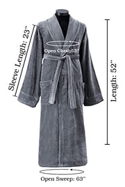 Classic Turkish Towels - Unisex Luxury Plush Velour Premium Cotton Bathrobe - Ultra Soft And Absorbent Long Robe - Classic Turkish Towels