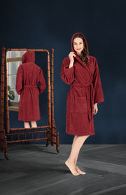 NINE WEST - Hooded Terry Robe  - 100% Turkish Cotton - Classic Turkish Towels