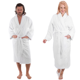 White Terry Cloth Turkish Cotton Bathrobe - Sizes Small to 5XLT - Classic Turkish Towels